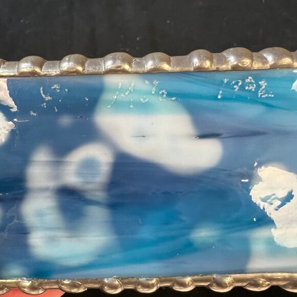 Stained blue glass kaleidoscope with embellishments signed handmade - Picture 10 of 10